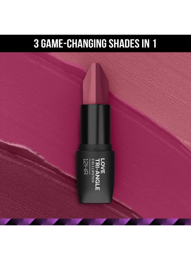Staze 9to9 3 in 1 Lipstick | 3 Unique Shades in 1 | 12 HRS Long Lasting, Transferproof | Non-drying Formula with Intense Color Payoff | 04 Nude Orchid | 3.8 g - Image 3